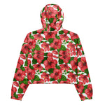 Women’s cropped windbreaker Red Hibiscus Watercolor Summer Rose Women's Cropped Windbreaker Jacket