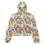 Women’s cropped windbreaker Red Pink and Yellow Watercolor Rose Summer Rose Women's Cropped Windbreaker Jacket