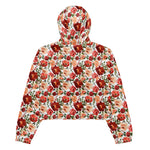 Women’s cropped windbreaker Red Pink Roses Poppies Trendy Girly Summer Rose Women's Cropped Windbreaker Jacket
