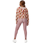 Women’s cropped windbreaker Red Pink Roses Poppies Trendy Girly Summer Rose Women's Cropped Windbreaker Jacket