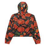 Women’s cropped windbreaker Red pumpkin seamless pattern and carrots Summer Rose Women's Cropped Windbreaker Jacket