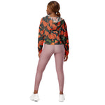 Women’s cropped windbreaker Red pumpkin seamless pattern and carrots Summer Rose Women's Cropped Windbreaker Jacket