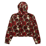 Women’s cropped windbreaker Red Roses vintage flower Seamless floral Summer Rose Women's Cropped Windbreaker Jacket