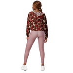 Women’s cropped windbreaker Red Roses vintage flower Seamless floral Summer Rose Women's Cropped Windbreaker Jacket