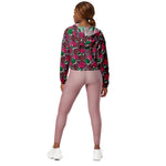 Women’s cropped windbreaker Retro Rustic Folk Summer Rose Women's Cropped Windbreaker Jacket