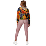 Women’s cropped windbreaker Romantic Dark Vintage Rose Flower Pattern Summer Rose Women's Cropped Windbreaker Jacket