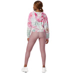 Women’s cropped windbreaker Romantic Elegant Pink Floral Summer Rose Women's Cropped Windbreaker Jacket