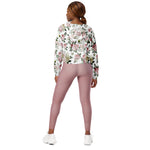 Women’s cropped windbreaker Romantic Pink Roses Floral Summer Rose Women's Cropped Windbreaker Jacket