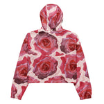 Women’s cropped windbreaker RosaCartoonus Romantic Watercolor Roses Summer Rose Women's Cropped Windbreaker Jacket