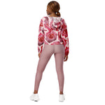 Women’s cropped windbreaker RosaCartoonus Romantic Watercolor Roses Summer Rose Women's Cropped Windbreaker Jacket