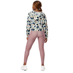 Women’s cropped windbreaker Rose Blush Pink Navy Blue Bouquet Summer Rose Women's Cropped Windbreaker Jacket