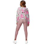 Women’s cropped windbreaker Rose Floral Pattern Summer Rose Women's Cropped Windbreaker Jacket