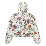 Women’s cropped windbreaker Rose Pink Elegant Floral Watercolor Summer Rose Women's Cropped Windbreaker Jacket