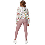 Women’s cropped windbreaker Rose Pink Elegant Floral Watercolor Summer Rose Women's Cropped Windbreaker Jacket