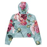 Women’s cropped windbreaker Rose Pink Flower Pattern Summer Rose Women's Cropped Windbreaker Jacket