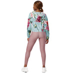 Women’s cropped windbreaker Rose Pink Flower Pattern Summer Rose Women's Cropped Windbreaker Jacket