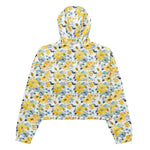 Women’s cropped windbreaker Rose Yellow and Blue Watercolor Pattern Flower Summer Rose Women's Cropped Windbreaker Jacket
