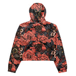 Women’s cropped windbreaker Roses Flower Berries Tarantula Snake Summer Rose Women's Cropped Windbreaker Jacket