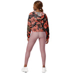 Women’s cropped windbreaker Roses Flower Berries Tarantula Snake Summer Rose Women's Cropped Windbreaker Jacket