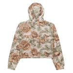Women’s cropped windbreaker Roses Flowers Colored Vintage Flower Summer Rose Women's Cropped Windbreaker Jacket