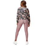 Women’s cropped windbreaker Roses Vintage Flower pattern on navy Summer Rose Women's Cropped Windbreaker Jacket