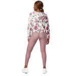 Women’s cropped windbreaker Scatter Pink Roses Pattern Summer Rose Women's Cropped Windbreaker Jacket