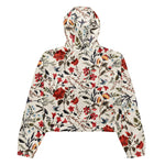 Women’s cropped windbreaker Seamless floral pattern with birds Summer Rose Women's Cropped Windbreaker Jacket