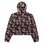 Women’s cropped windbreaker Seamless floral pattern with roses, watercolor Summer Rose Women's Cropped Windbreaker Jacket