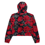 Women’s cropped windbreaker Seamless pattern Red Rose Flowers Vintage Summer Rose Women's Cropped Windbreaker Jacket