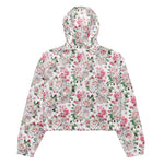 Women’s cropped windbreaker Seamless pattern with pink flowers and leaves Summer Rose Women's Cropped Windbreaker Jacket