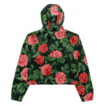 Women’s cropped windbreaker Seamless pattern with Red Roses Flowers Summer Rose Women's Cropped Windbreaker Jacket