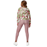 Women’s cropped windbreaker Seamless Watercolor Flowers Pink Roses Summer Rose Women's Cropped Windbreaker Jacket