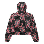 Women’s cropped windbreaker Snakes and Peach Roses Summer Rose Women's Cropped Windbreaker Jacket