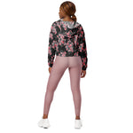 Women’s cropped windbreaker Snakes and Peach Roses Summer Rose Women's Cropped Windbreaker Jacket