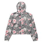 Women’s cropped windbreaker Spring Flowers and Leaves Watercolor Summer Rose Women's Cropped Windbreaker Jacket