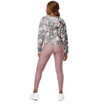 Women’s cropped windbreaker Spring Flowers and Leaves Watercolor Summer Rose Women's Cropped Windbreaker Jacket