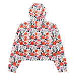 Women’s cropped windbreaker Summer Flower Pink and Orange Rose Floral Summer Rose Women's Cropped Windbreaker Jacket