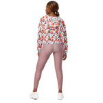 Women’s cropped windbreaker Summer Flower Pink and Orange Rose Floral Summer Rose Women's Cropped Windbreaker Jacket