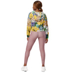 Women’s cropped windbreaker Trendy Yellow & Green Floral GirlySummer Rose Women's Cropped Windbreaker Jacket