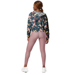 Women’s cropped windbreaker Tropical Vintage Red Hibiscus FlowerSummer Rose Women's Cropped Windbreaker Jacket