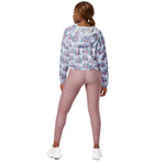 Women’s cropped windbreaker Unicorn Pink & Blue Rose PatternSummer Rose Women's Cropped Windbreaker Jacket