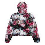 Women’s cropped windbreaker Victorian Rose Floral Pink Summer Rose Women's Cropped Windbreaker Jacket