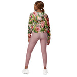 Women’s cropped windbreaker Vintage Botanical Floral Rose Garden Summer Rose Women's Cropped Windbreaker Jacket