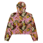 Women’s cropped windbreaker Vintage Chrysanthemum Flowers on Dusty Rose Pink Summer Rose Women's Cropped Windbreaker Jacket