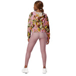 Women’s cropped windbreaker Vintage Chrysanthemum Flowers on Dusty Rose Pink Summer Rose Women's Cropped Windbreaker Jacket