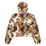 Women’s cropped windbreaker Vintage Chrysanthemum Flowers on Dusty Rose Summer Rose Women's Cropped Windbreaker Jacket