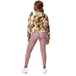 Women’s cropped windbreaker Vintage Chrysanthemum Flowers on Dusty Rose Summer Rose Women's Cropped Windbreaker Jacket