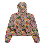 Women’s cropped windbreaker Vintage Floral pattern of yellow Roses Summer Rose Women's Cropped Windbreaker Jacket