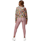Women’s cropped windbreaker Vintage Floral pattern of yellow Roses Summer Rose Women's Cropped Windbreaker Jacket