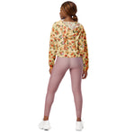 Women’s cropped windbreaker Vintage Floral pattern with Roses Watercolor Summer Rose Women's Cropped Windbreaker Jacket